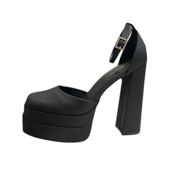 Aldo Black Ankle Strap Platform Pumps Size 8.5 - Picture 6 of 10